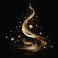 Magical Swirling Golden Tree Illustration