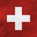 Switzerland flag painted on old grunge leather