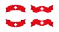 Illustration of a switzerland flag with a ribbon style. switzerland flag vector set Royalty Free Stock Photo