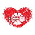 Illustration, symbol, heart. I love basketball