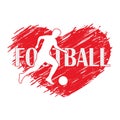 Illustration, symbol, I love football. Footballer, ball, heart