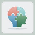 Conceptual Mind Puzzle Silhouette Royalty Free Stock Photo