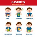 Illustration with symptoms and sings of Gastritis