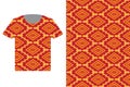 Illustration of T-Shirt Design Template with Geometric ethnic pattern traditional.