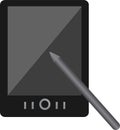 illustration of tablet and pen gray color screen. with white background Royalty Free Stock Photo