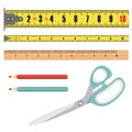 Illustration tape measure length in centimeters, building roulette, measuring device