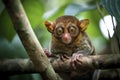 illustration, tarsier monkey in the natural jungle, generative ai