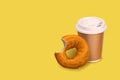 Tasty donut and cup of coffee Royalty Free Stock Photo