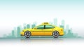 Illustration of taxi car, isolated on a urban background. Royalty Free Stock Photo