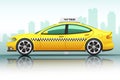 Illustration of taxi car, isolated on a urban background. Royalty Free Stock Photo