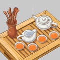 Illustration with tea ceremony