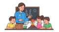 Science Experiment Teacher and Students Volcano Eruption Royalty Free Stock Photo