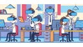 VR Office Teamwork in Virtual Reality, Future of Work Royalty Free Stock Photo