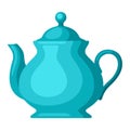 Illustration of teapot with tea. Food adversting icon for industry and business.