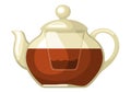 Illustration of teapot with tea. Food adversting icon for industry and business.