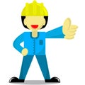 Illustration of technician who give a thumb sign.