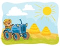 illustration of a teddy bear tractor driver. Royalty Free Stock Photo