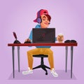 illustration of a teenager sitting at laptop