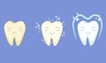 Illustration of teeth whitening process - cleaning and protection from stains and bacteria