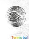 Illustration of a tennis ball on a white textured background suitable for web pages, advertisements, billboard, book cover, americ