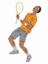 Illustration of a tennis winner, vector drawing