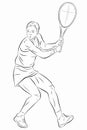 Illustration of a tennis woman player, vector drawing