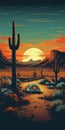 Retroreflective Desert Camping Poster - Vintage Style Artwork