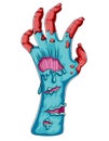 Terrible zombie hands on white background