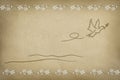 Illustration with textured brown background and dove representing peace
