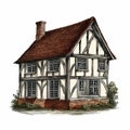 Illustration Of A 16th Century English Timber Frame Home