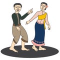 Illustration of Thai couple traditional vector