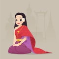 Illustration thai women in thai traditional dress