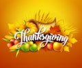 Illustration of a Thanksgiving cornucopia full of