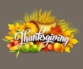 Illustration of a Thanksgiving cornucopia full of