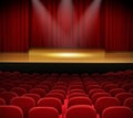 Theater stage with red curtains and seats Royalty Free Stock Photo