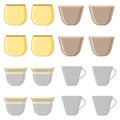 Illustration on theme big colored set different types cups