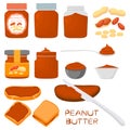 Illustration on theme big colored set different types peanut butter Royalty Free Stock Photo