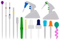 Illustration on theme big kit different medical pipette, dropper for laboratory