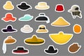 Illustration on theme big kit different types hats, beautiful caps Royalty Free Stock Photo