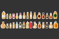 Illustration on theme big kit varied glass bottles filled liquid apple vinegar