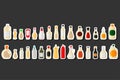 Illustration on theme big kit varied glass bottles filled thick sauce mayonnaise Royalty Free Stock Photo