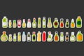 Illustration on theme big kit varied glass bottles filled thick sauce wasabi Royalty Free Stock Photo
