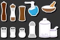 Illustration on theme big set different types ware filled salt for organic cooking Royalty Free Stock Photo