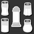 Illustration on theme big set different types ware filled salt for organic cooking Royalty Free Stock Photo