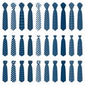 Illustration on theme big set ties different types, neckties various size