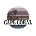 illustration on the theme of Cape Coral in Florida. Typography, t-shirt graphics, poster, banner, flyer, postcard Royalty Free Stock Photo