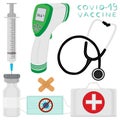 Illustration on theme medical syringe of drug for injection vaccine Royalty Free Stock Photo