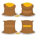 Illustration on theme set different types sacks filled money from coins