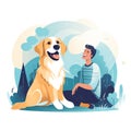 Illustration of a therapy dog with a human.