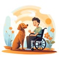 Illustration of a therapy dog with a human.